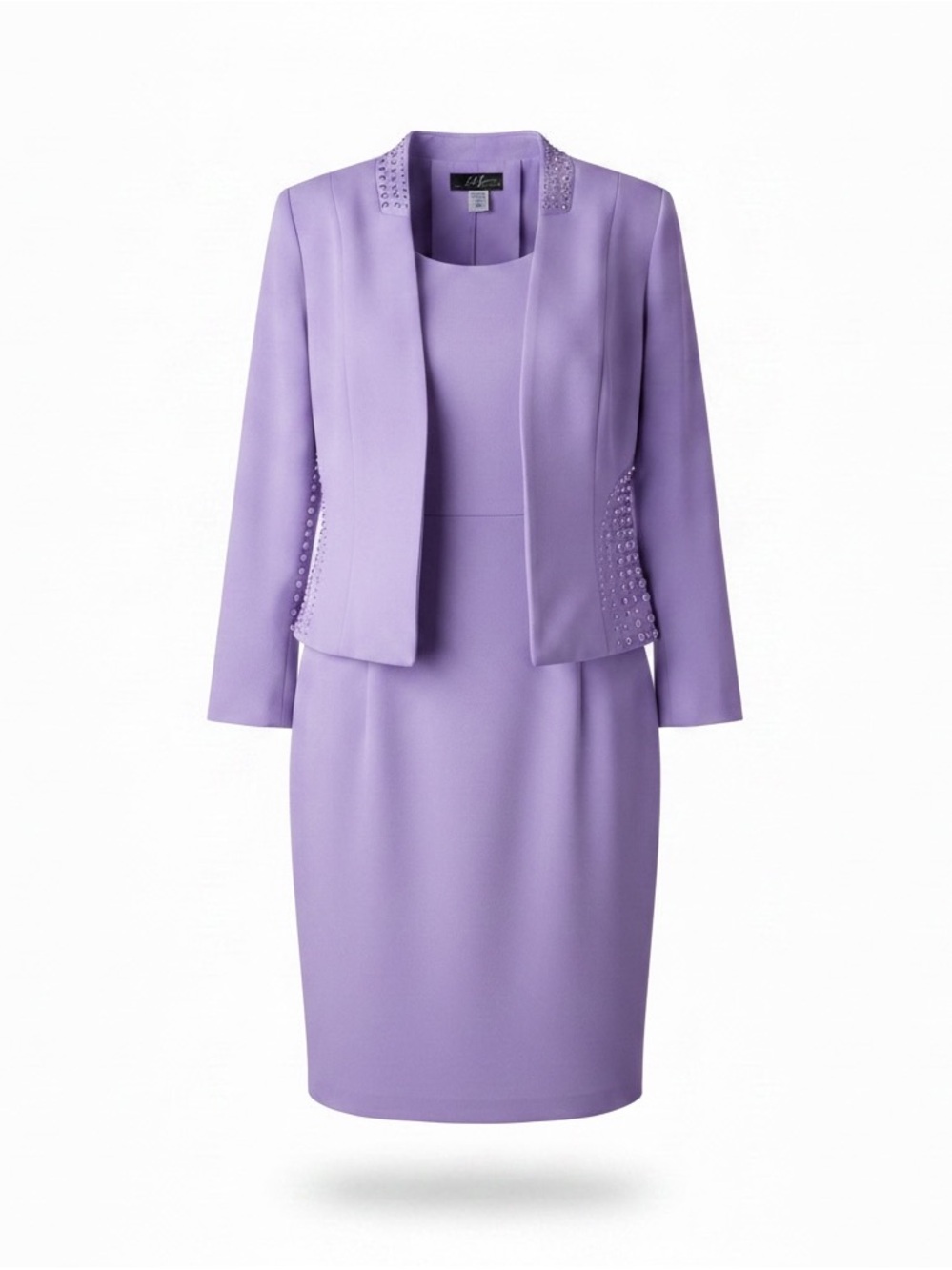 Midnight Velvet Studded Jacket Dress Set Church Wedding Set Lavender SZ-16 As Is